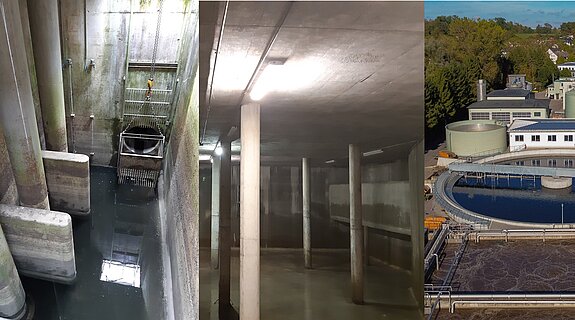 Abwasseranlagen Kanalnetz Freising (Fotos: Stadtentwässerung Freising), Kläranlage Freising (Foto: JS Deutschland)
