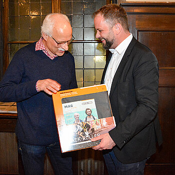 Dr. Jürgen Maguhn wird zum "Stadtradel-Star 2019" gekürt und beschreibt eindrucksvoll seine Leidenschaft und Motivation für's Radfahren. (Foto: Stadt Freising)