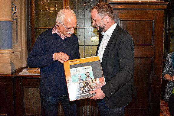 Dr. Jürgen Maguhn wird zum "Stadtradel-Star 2019" gekürt und beschreibt eindrucksvoll seine Leidenschaft und Motivation für's Radfahren. (Foto: Stadt Freising)