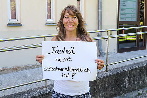 Claudia Bauer vom Katholischen Kreisbildungswerk ist dabei, weil Freiheit nicht selbstverständlich ist