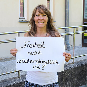 Claudia Bauer vom Katholischen Kreisbildungswerk ist dabei, weil Freiheit nicht selbstverständlich ist