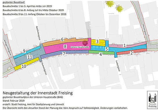 Geplanter Bauablauf für die Neugestaltung in der Unteren Hauptstraße.