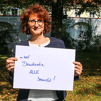 Dr. Claudia Pfrang, Direktorin der Domberg Akademie sagt: Ich bin dabei weil Demokratie ALLE braucht!
