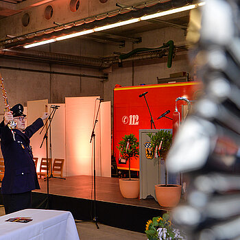 Roland Goerge, Dirigent des Spielmannszugs der Feuerwehr Freising. 