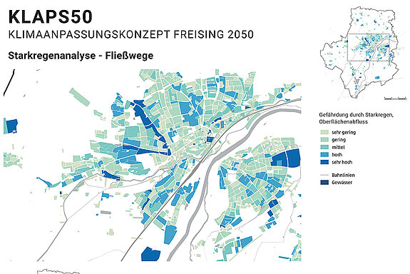 Bestandsanalyse: Gefährdung durch Starkregen (Oberflächenabfluss).