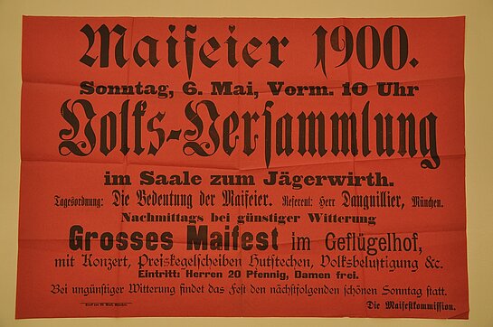 Ein Plakat der Maifeier des "Sozialdemokratischen Vereins Freising" vom 6. Mai 1900.