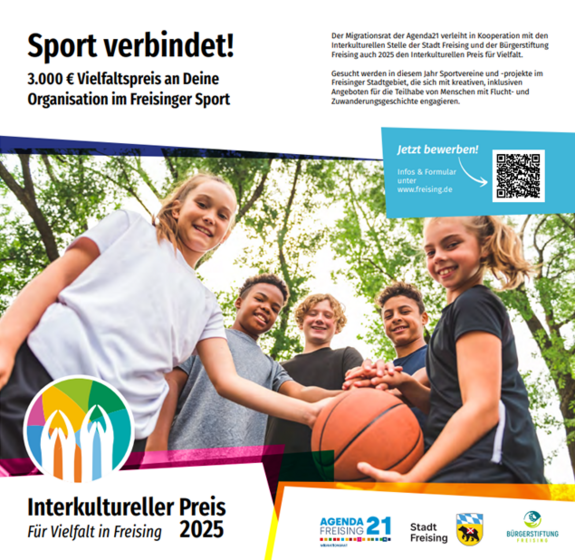 Auf dem Bild ist der Flyer zum Interkulturellen Preis 2025 zu sehen.