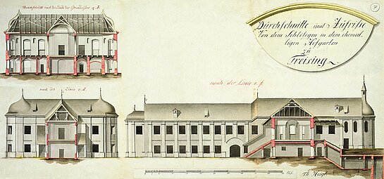 Planzeichnung des Hofgartenschlosses an der Kammergasse.