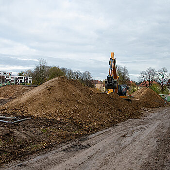 Baustellenzufahrt parallel zur General-von-Stein-Straße. (Foto: Stadt Freising)