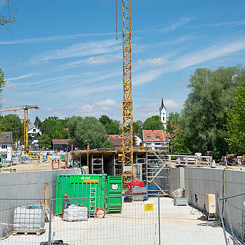 Westtangente Freising /Tunnel in Deckelbauweise: Arbeiten an einem "Dock".