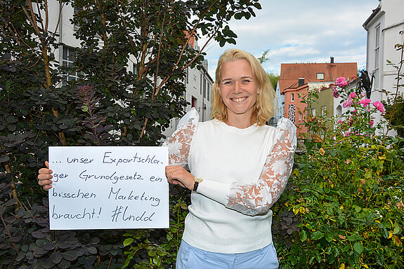 Dr. Hanna Sammüller-Gradl, Stadtjuristin und Referatsleiterin sagt: " Ich bin dabei, weil unser Exportschlager Grundgesetz ein bisschen Markting braucht"
