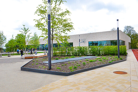 Schulen am SteinPark - Pausenbereich und Terrasse. (Foto: Stadt Freising) 