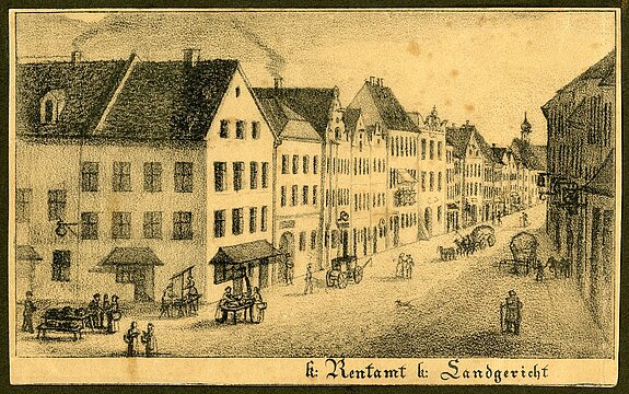 Lithographie: Blick in die Untere Stadt (um 1835).