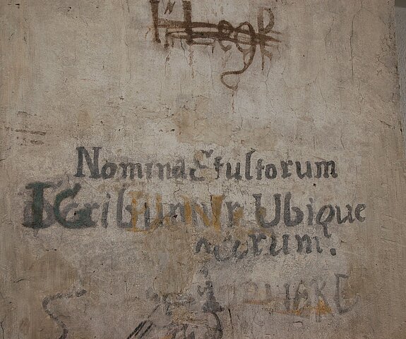 Graffiti im Dachboden des Asamgebäudes