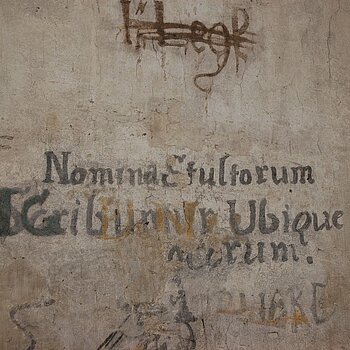 Graffiti im Dachboden des Asamgebäudes