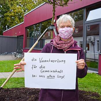 Uta Bomme, Frauen im Dialog sagt: "Ich bin dabei, weil die Verantwortung für die Gemeinschaft bei uns ALLEN liegt."