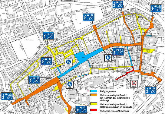 Vom Stadtrat beschlossenes Verkehrskonzept in der Innenstadt Freising. (Plan: ST raum a.) 