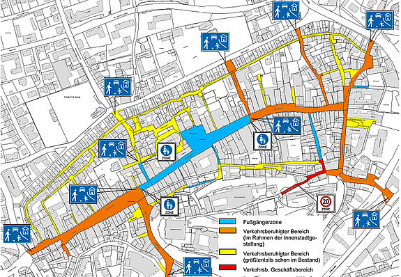 Vom Stadtrat beschlossenes Verkehrskonzept in der Innenstadt Freising. (Plan: ST raum a.) 