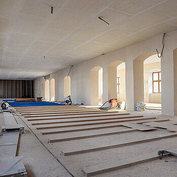 Dezember 2021: Blick auf die Arbeiten im Asamfoyer. (Foto: Stadt Freising)