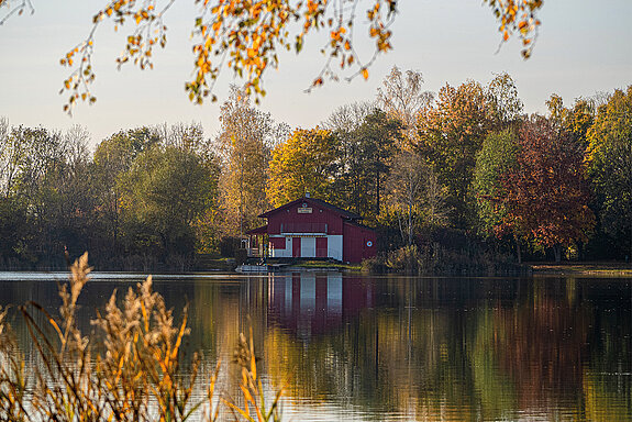 Definitiv ein Postkartenmotiv: die zauberhafte Herbststimmung am Badesee Stoibermühle, eingefangen von Florian Konrad.