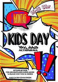 Montag Kids-Day im Tollhaus von 15-18 Uhr, für 7 bis 13 Jährige.