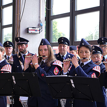 Nach der langen Corona-Zwangspause ist der Spielmannszug wieder gefragt - als auch musikalischer Begleiter des Kulturempfangs.