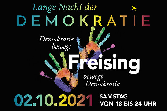 Das Bild zeigt das Werbebanner zur Langen Nacht der Demokratie am 02. Oktober 2021.