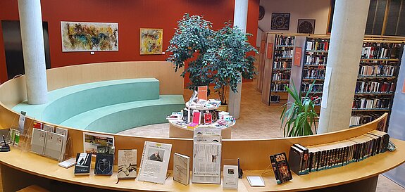 Foto von der Romanbibliothek mit Neuheitenbereich