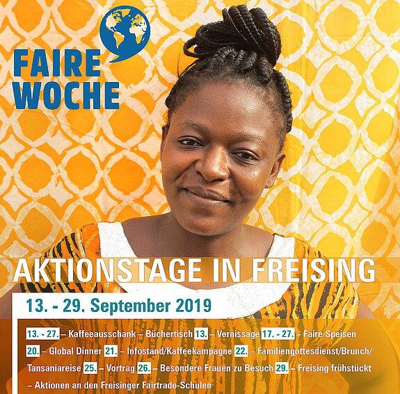 Plakat mit einer jungen Afrikanerin zur Fairen Woche 2019