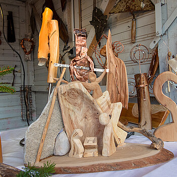 Korbiniansmarkt rund um den Roider-Jackl- Brunnen - Stand Obervellach. (Foto: Stadt Freising)