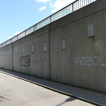 Graffitifl&auml;che "Hall-Of-Fame" an der Angerstra&szlig;e Nr.1